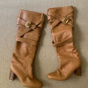 Chloe Brown Leather Paddington Buckle Boots Size 38